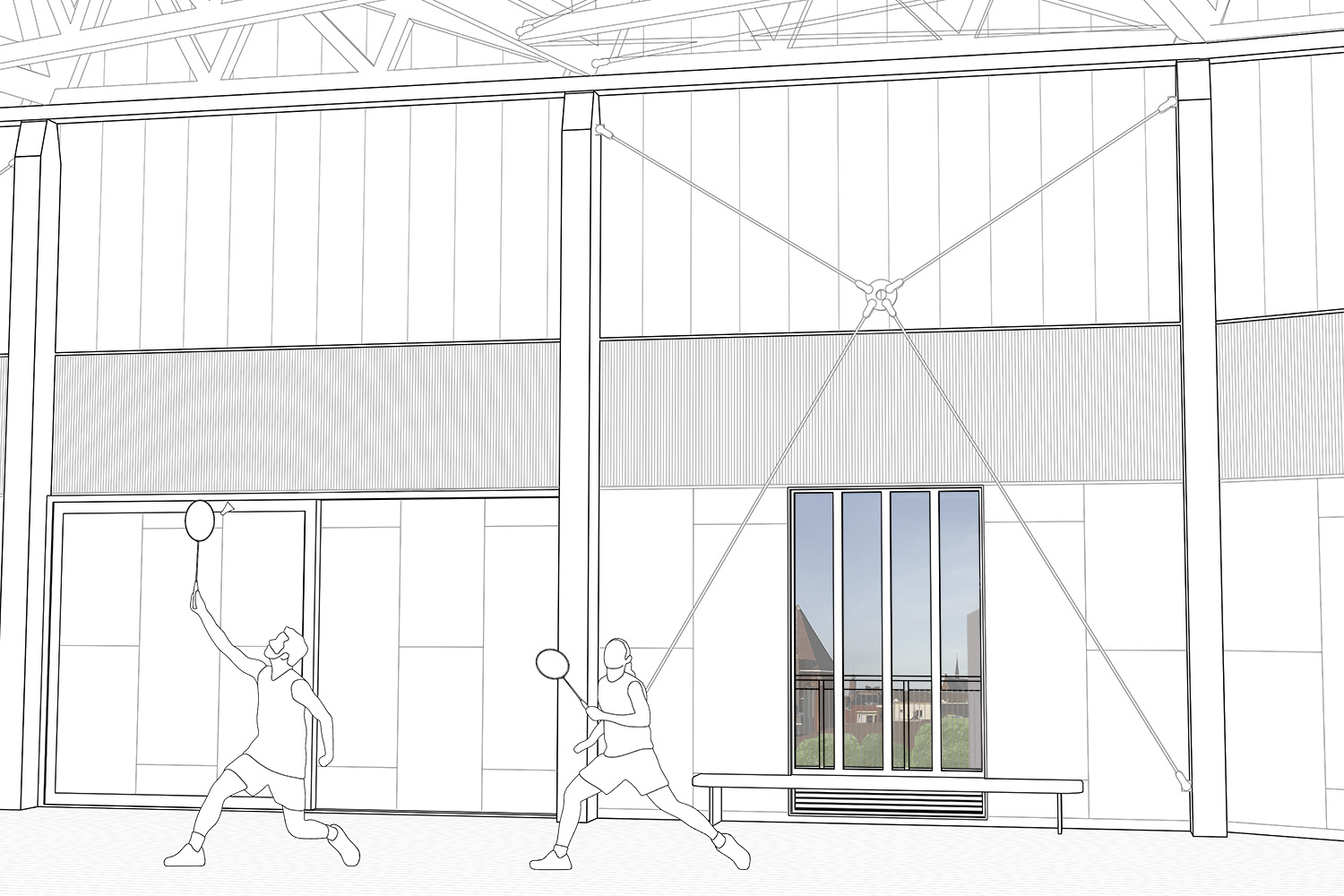 Internal perspective of sports hall